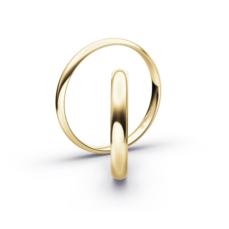 Aufnahme von schlichten polierten Gelbgold Eheringe in 3 mm
