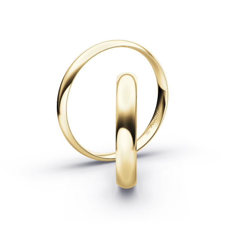 Aufnahme von schlichten polierten Gelbgold Eheringe in 3,5 mm