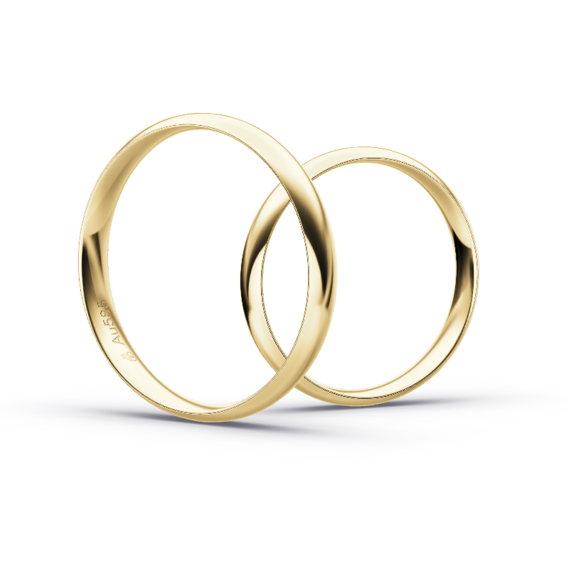 Aufnahme von schlichten polierten Gelbgold Eheringe in 3,5 mm