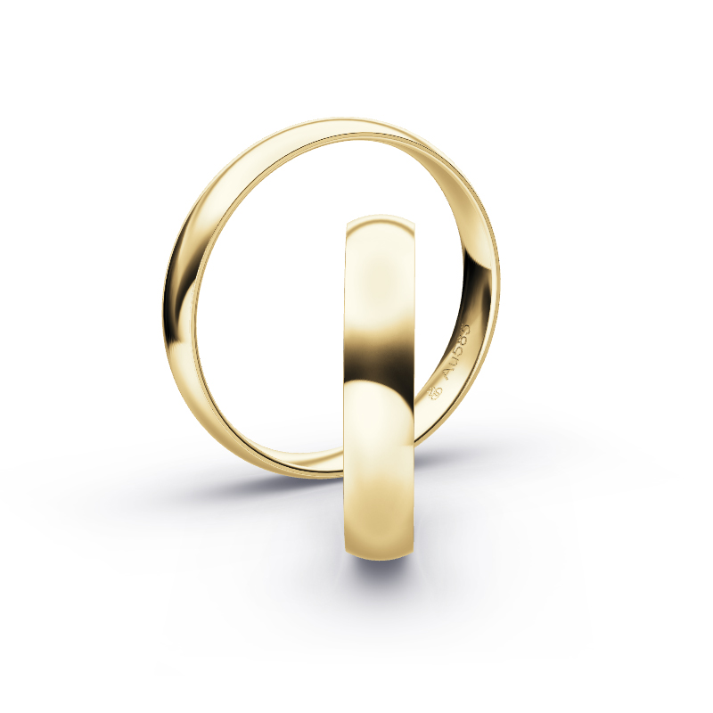 Trauringe aus Gelbgold mit 4 mm Breite, poliert