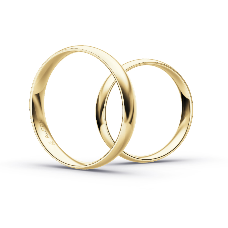 Trauringe aus Gelbgold mit 4 mm Breite, poliert