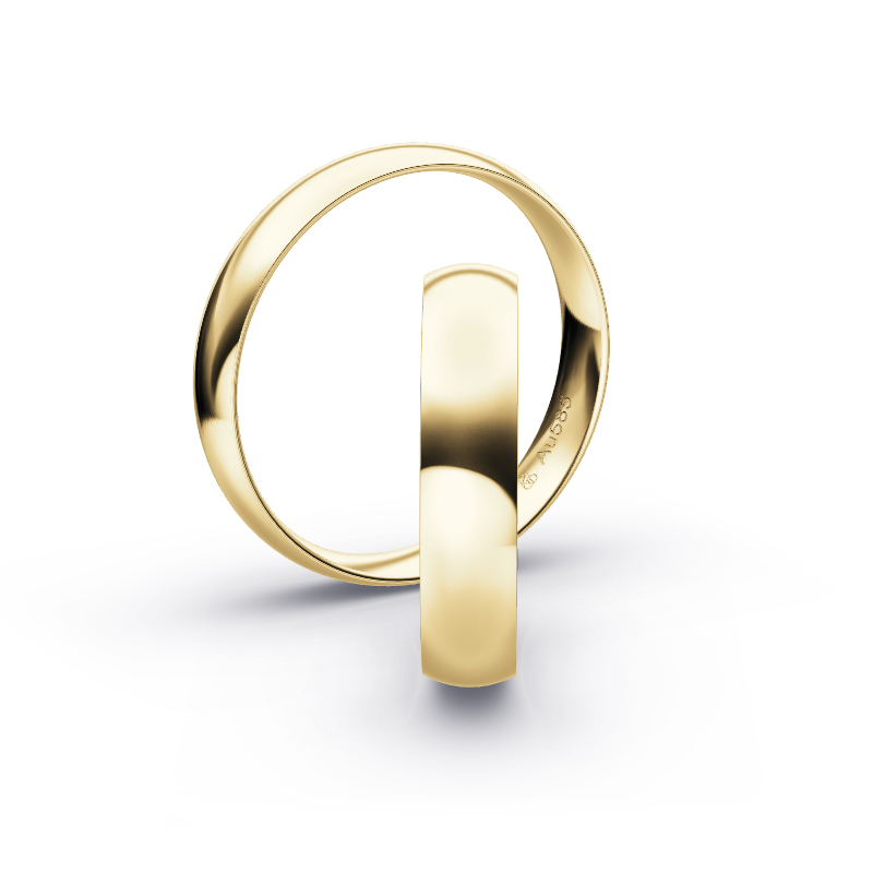 Aufnahme von schlichten polierten Gelbgold Eheringe in 4,5 mm