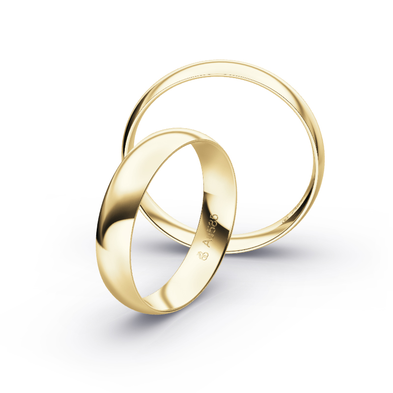 Aufnahme von schlichten polierten Gelbgold Eheringe in 4,5 mm