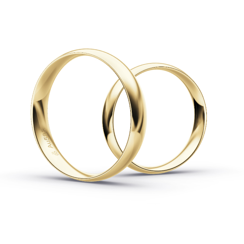 Aufnahme von schlichten polierten Gelbgold Eheringe in 4,5 mm