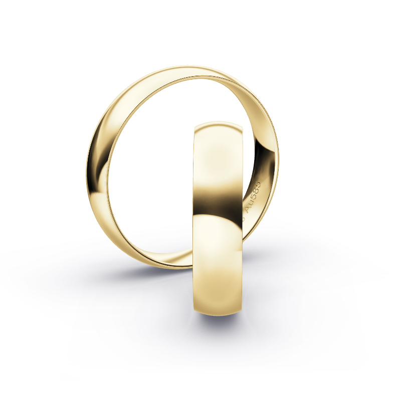 Aufnahme von schlichten polierten Gelbgold Eheringe in 5 mm