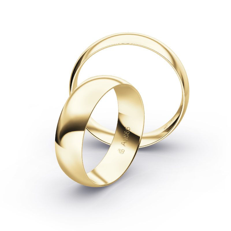 Aufnahme von schlichten polierten Gelbgold Eheringe in 6 mm