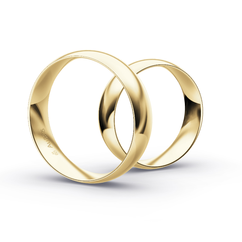 Aufnahme von schlichten polierten Gelbgold Eheringe in 6 mm