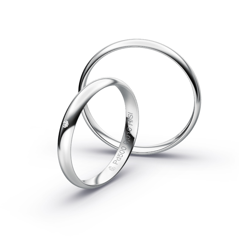 Aufnahme von schlichten polierten Palladium 500 Eheringe mit Diamanten in 3 mm