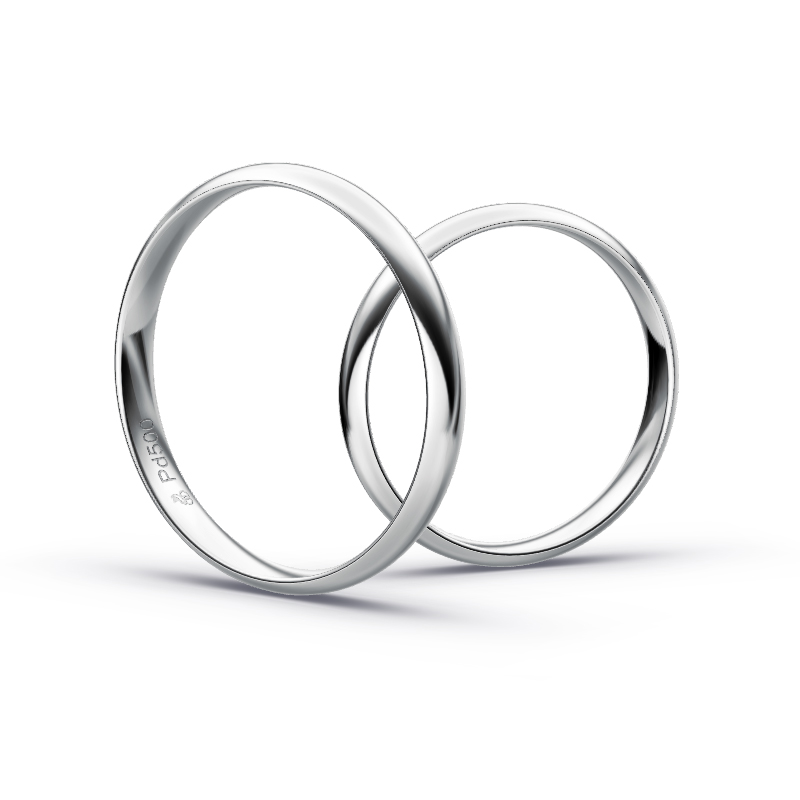 Aufnahme von schlichten polierten Palladium 500 Eheringe mit Diamanten in 3 mm