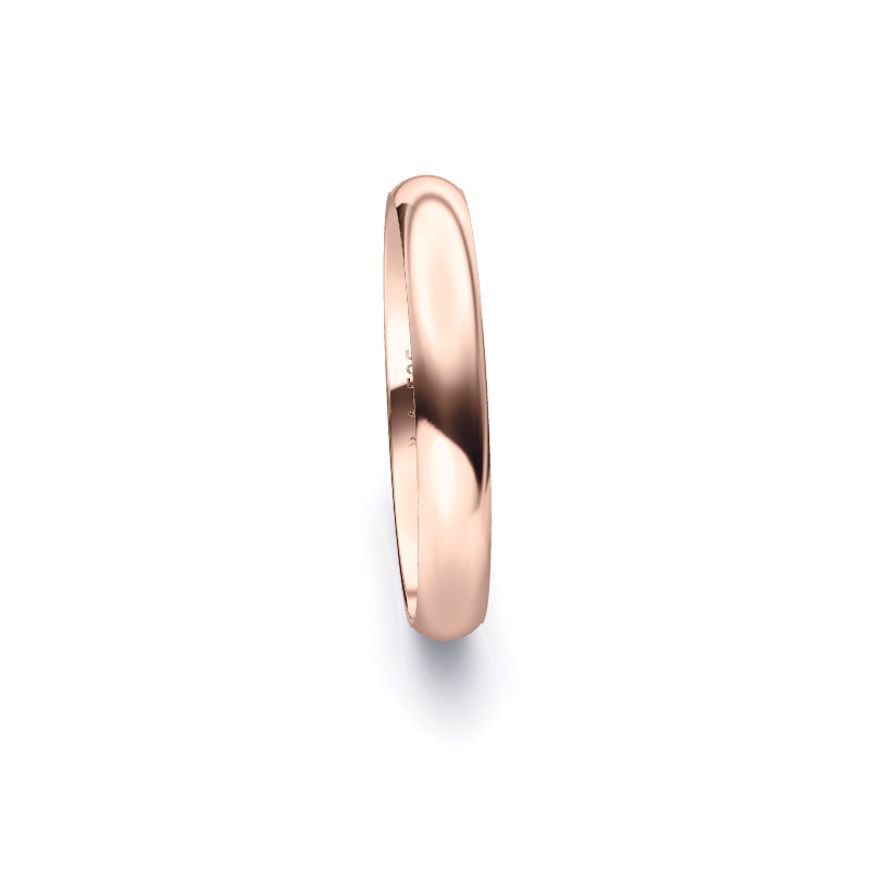 Aufnahme von schlichten polierten Trauringen aus Rosegold mit 3,5 mm Breite