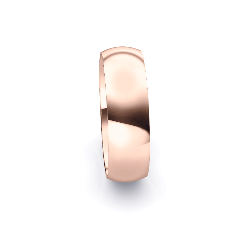Eheringe, 7 mm breit aus poliertem Roségold mit weißem Diamanten