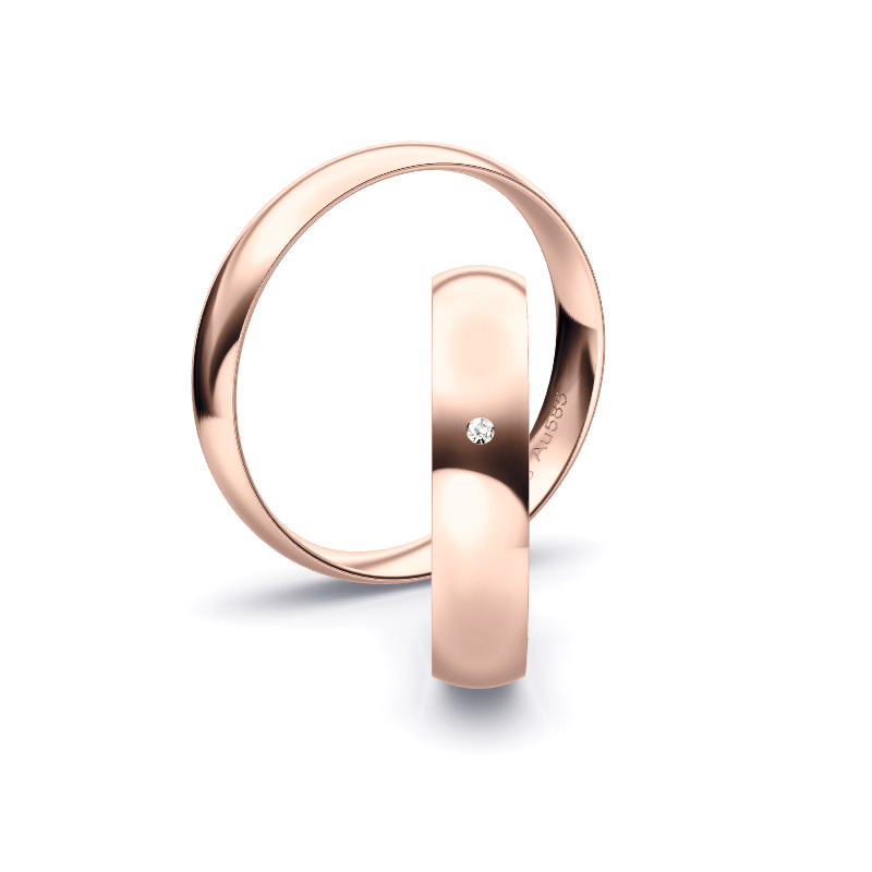 Roségold Eheringe mit Diamanten in 4,5 mm in poliertem Design