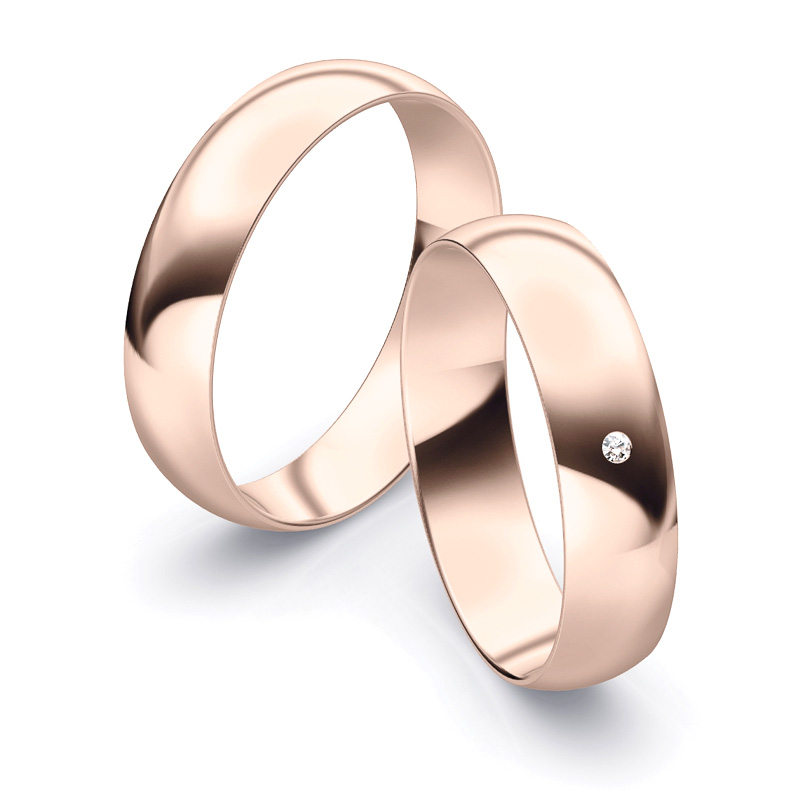 Roségold Eheringe mit Diamanten in 5 mm, poliert 