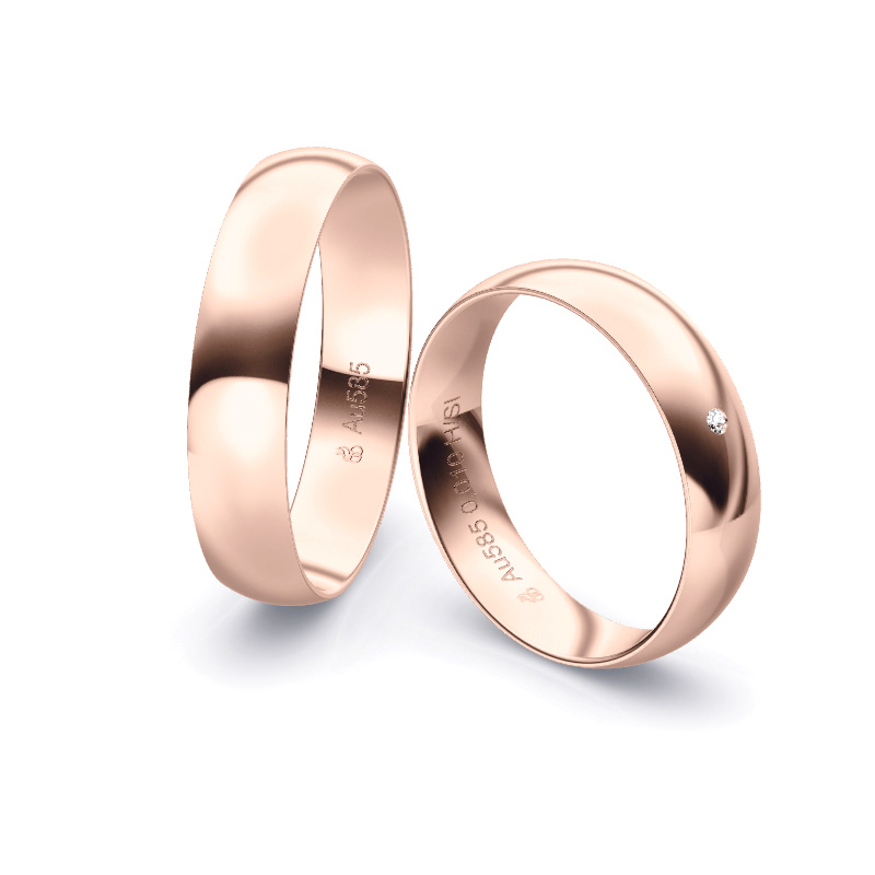 Roségold Eheringe mit Diamanten in 5 mm, poliert 