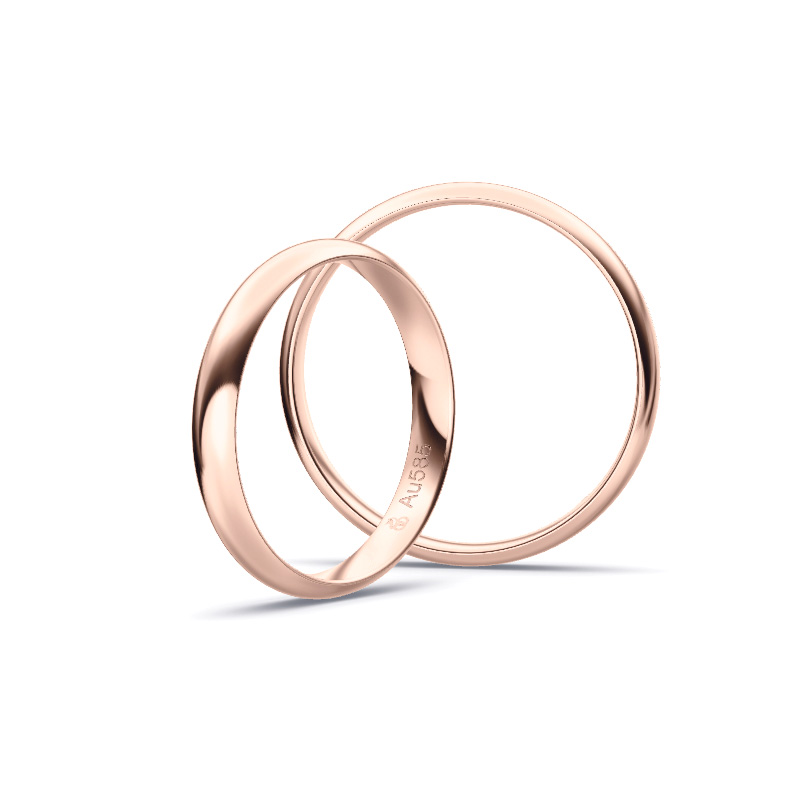 Trauringen aus poliertem Rosegold mit 3 mm Breite