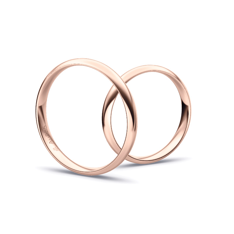 Trauringen aus poliertem Rosegold mit 3 mm Breite
