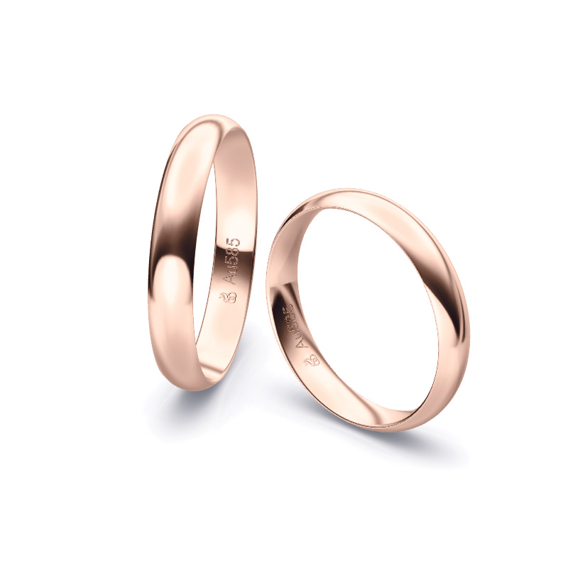Trauringen aus Rosegold mit 3,5 mm Breite, poliert