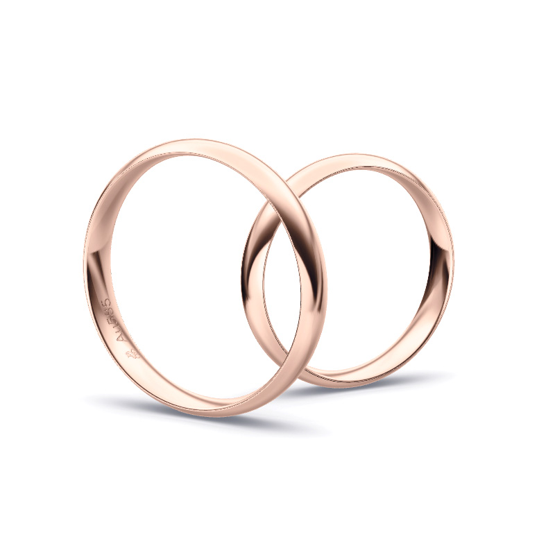 Trauringen aus Rosegold mit 3,5 mm Breite, poliert