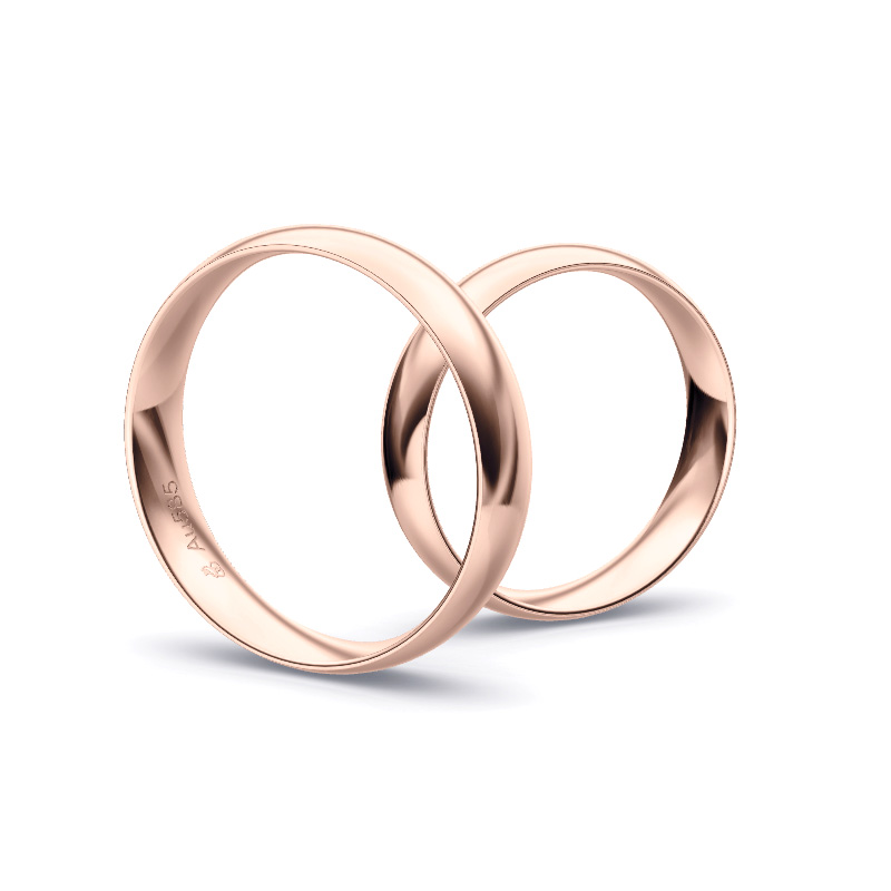 Trauringe aus poliertem Rosegold in 4,5 mm Breite