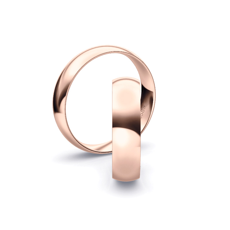 Trauringen aus poliertem Roségold mit 5 mm Breite
