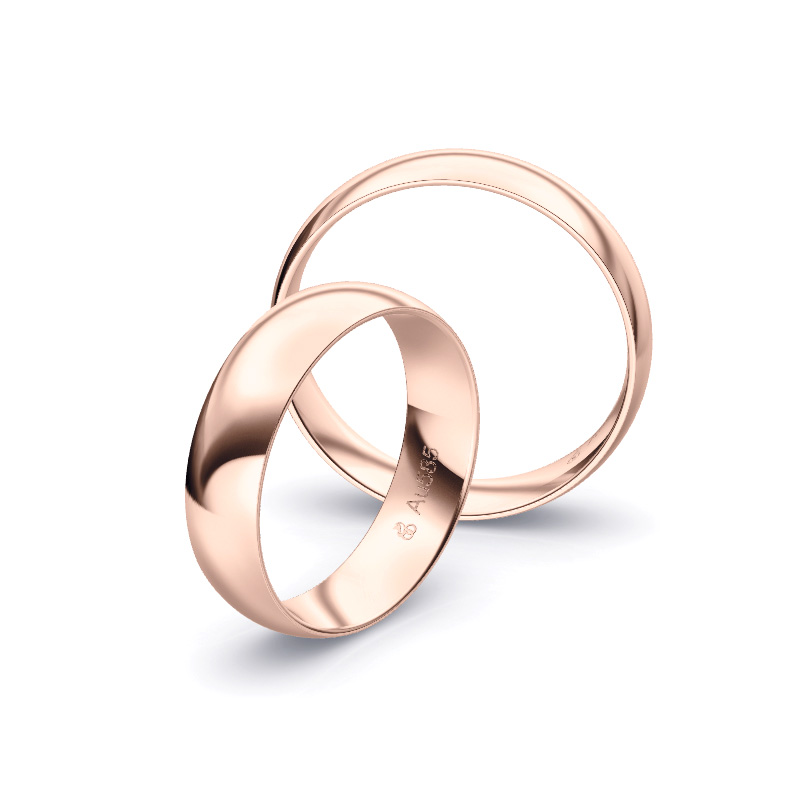 Trauringen aus poliertem Roségold mit 5 mm Breite
