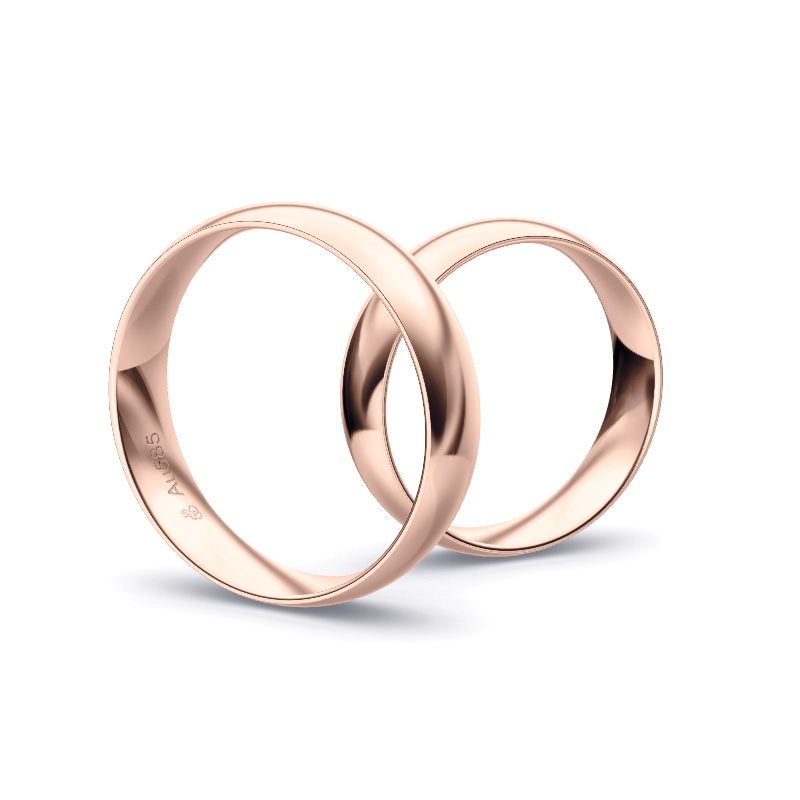 Trauringen aus poliertem Roségold mit 5 mm Breite