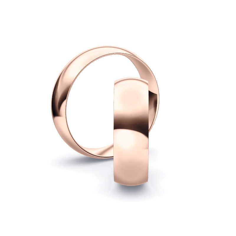 Trauringe aus Rosegold mit 6 mm Breite, poliert