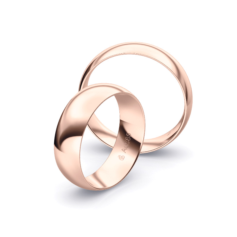 Trauringe aus Rosegold mit 6 mm Breite, poliert