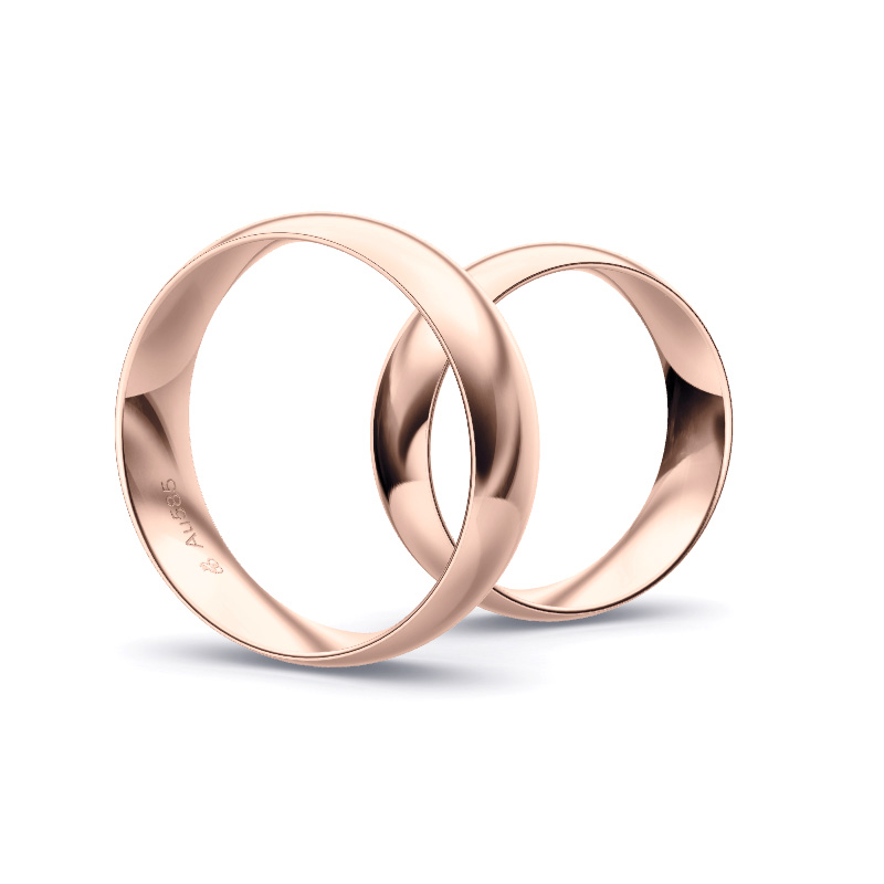 Trauringe aus Rosegold mit 6 mm Breite, poliert