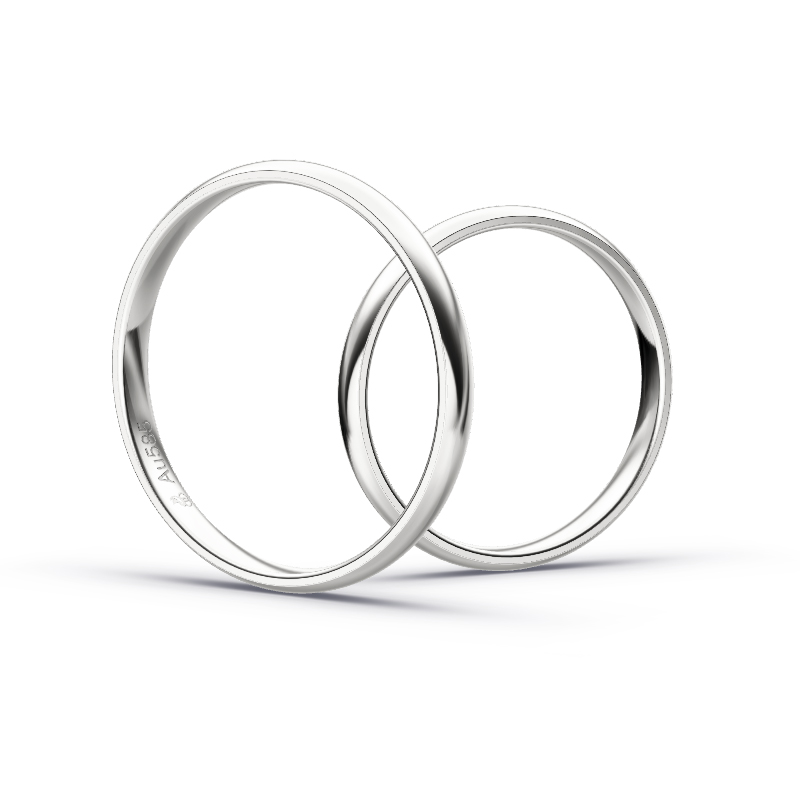 Aufnahme von schlichten polierten Weissgold Eheringe in 2,5 mm 