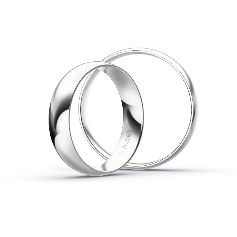 Polierte Trauringe aus Weissgold mit 5 mm Breite 