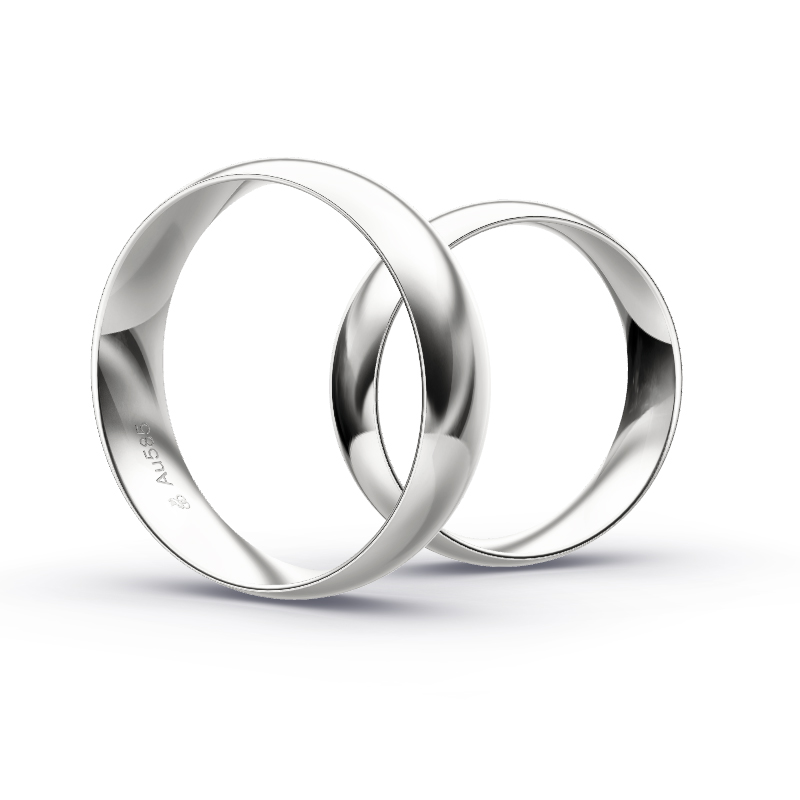 Trauringe aus poliertem Weissgold mit 6 mm Breite 