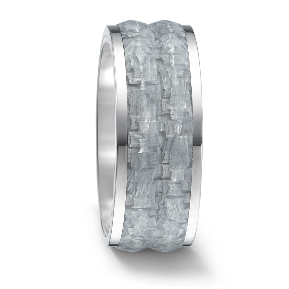 Besondere Trauringe aus Titan & grauem Carbon mit Roségold-Akzent und Diamanten 8926837