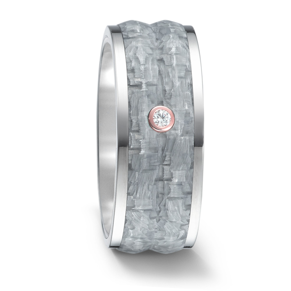 Besondere Trauringe aus Titan & grauem Carbon mit Roségold-Akzent und Diamanten 8926837