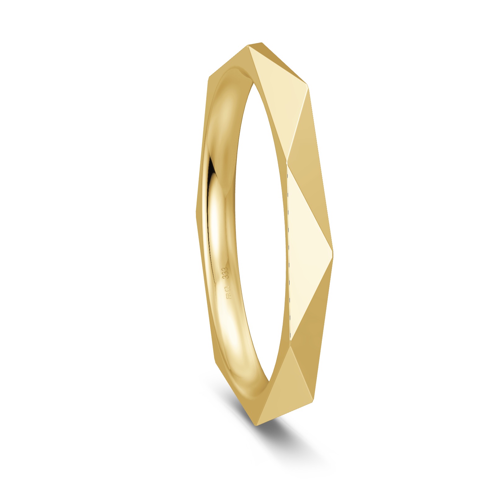 Gelbgold Ehering mit besonders markantem eckigen Design 