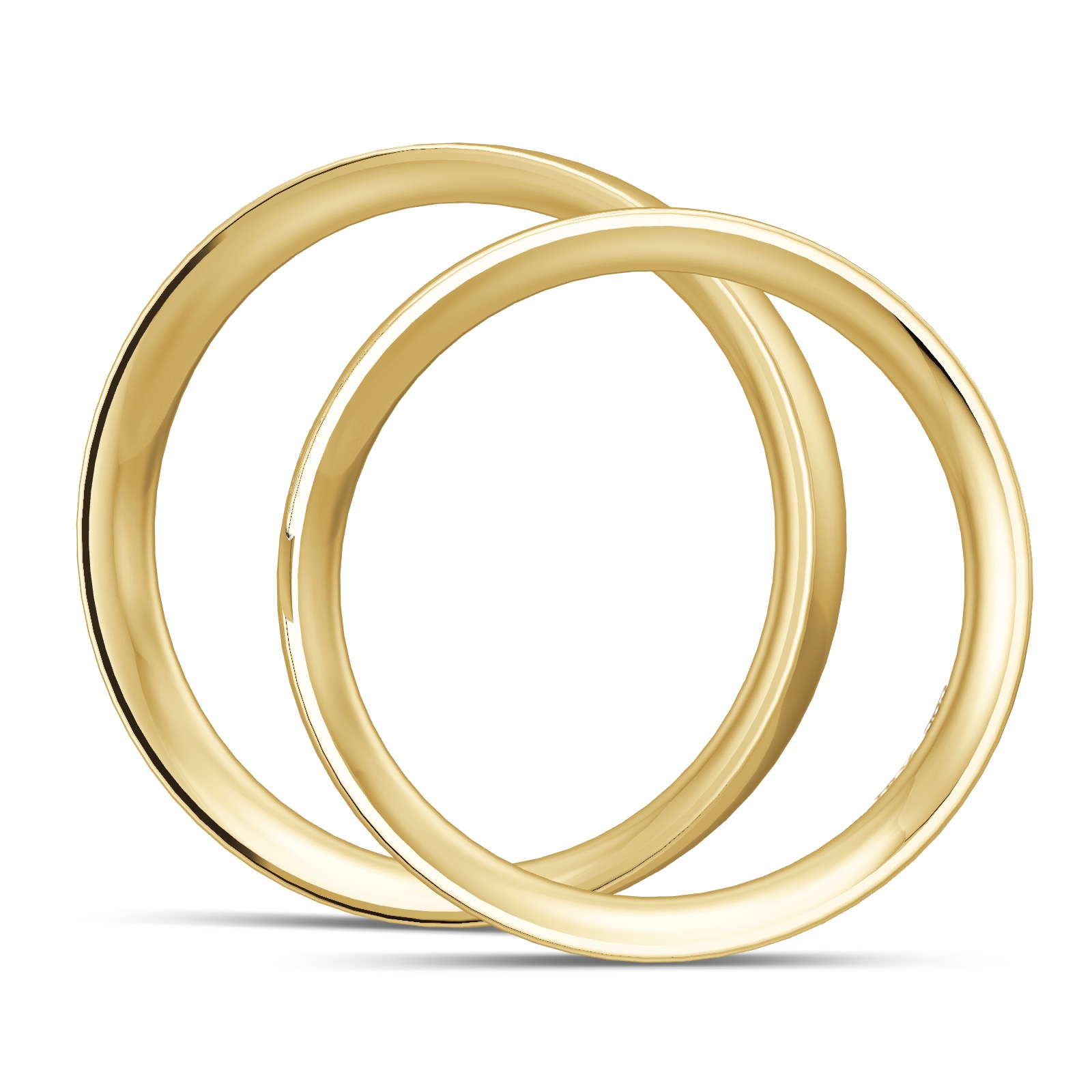 Eheringe in Gelbgold mit diagonal verlaufender Diamantrille