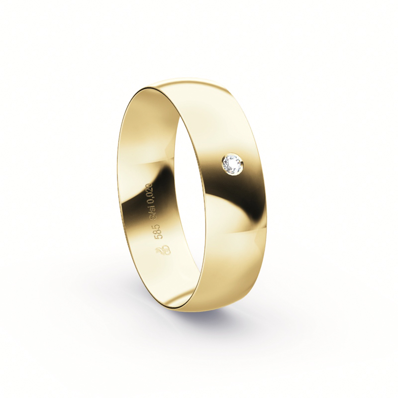 Ehering aus Gelbgold mit strahlender Polierung und Diamanten 9255