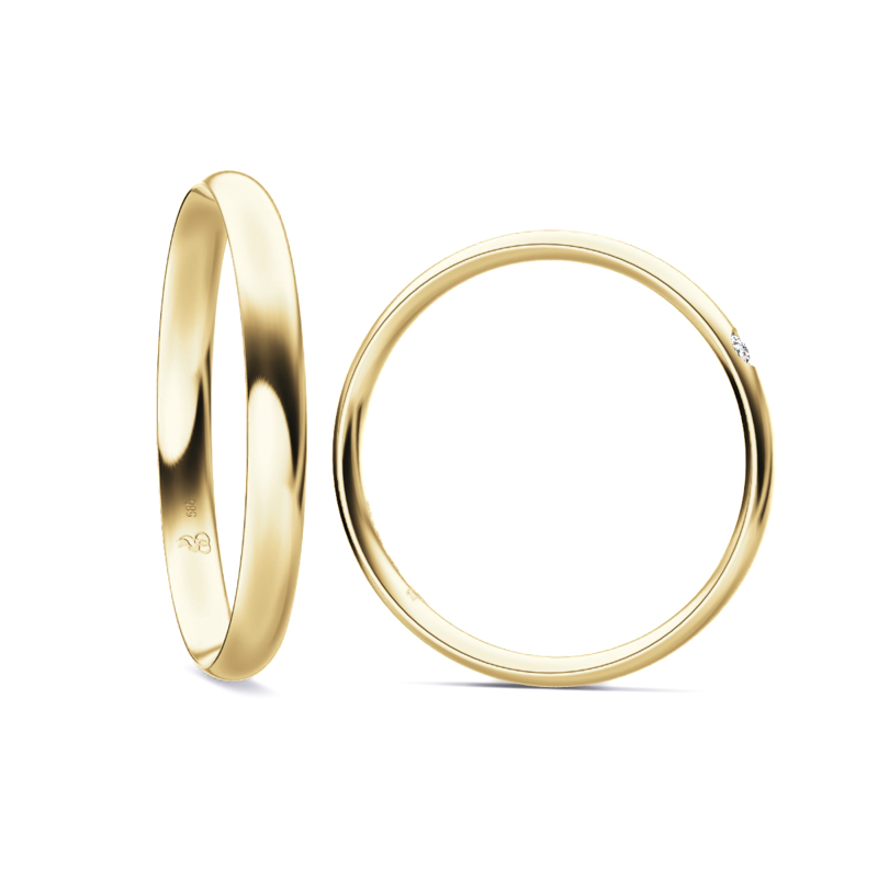 Eheringe aus Gelbgold mit strahlender Polierung und Diamanten 9248