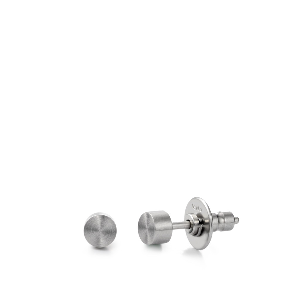 Minimalistische runde Ohrstecker aus satiniertem Edelstahl  3967541