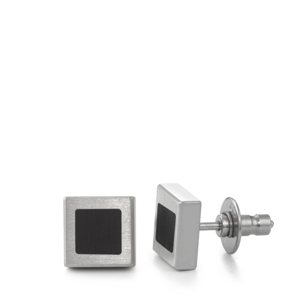 Stilvolle quadratische Ohrstecker mit schwarzer Keramik Einlage  3967520