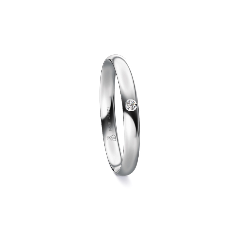 Ehering aus 500er Palladium mit Polierung und Diamanten 9254
