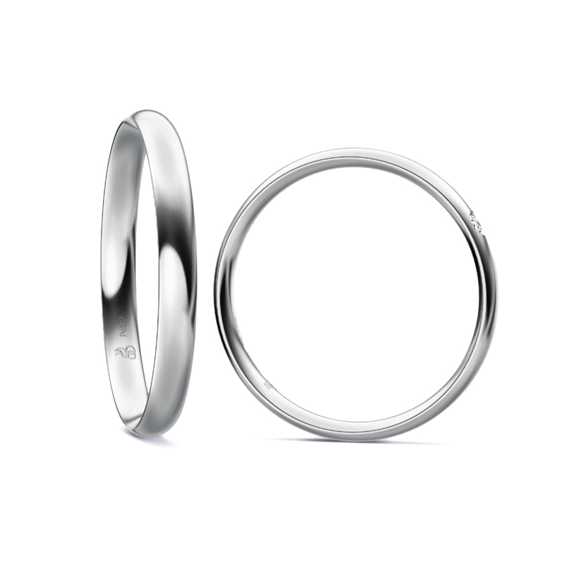 Eheringe aus 500er Palladium mit Polierung und Diamanten 9254