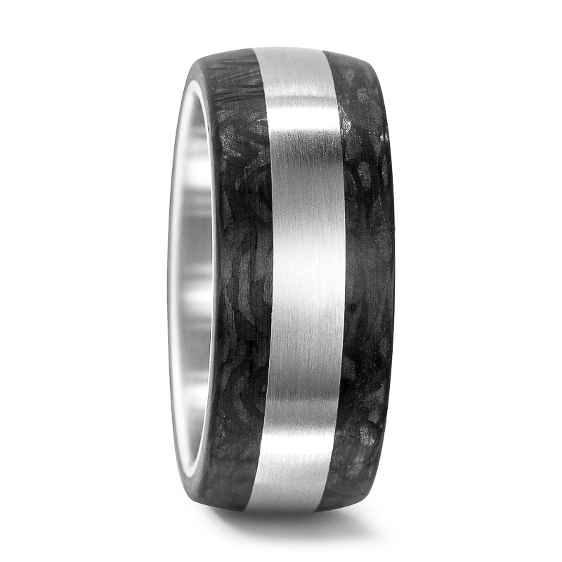 Aufnahme des Partnerrings aus Stahl und Carbon mit Mittelstreifen ohne Stein