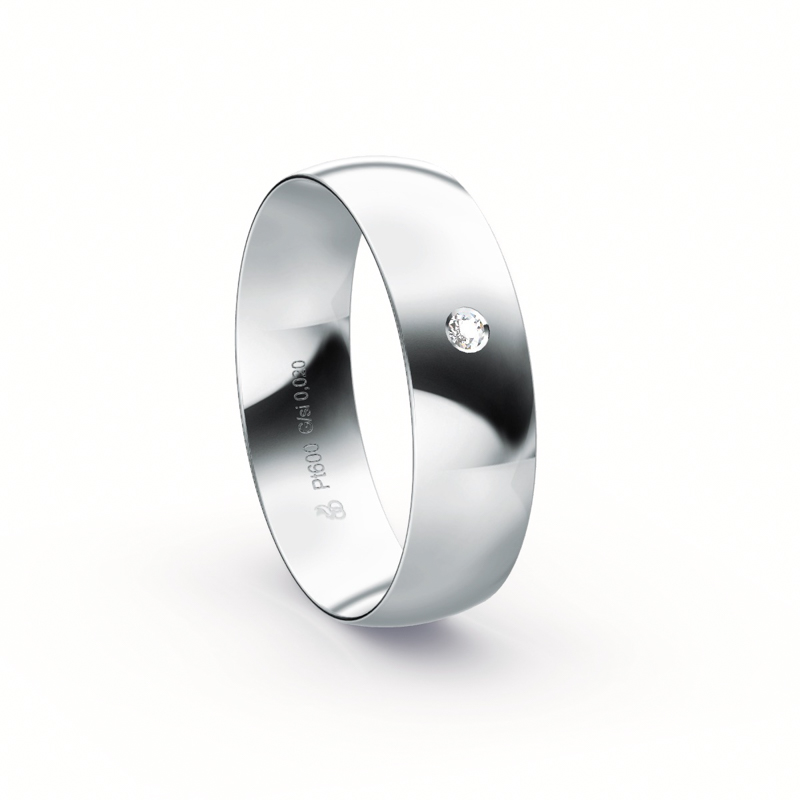 Ehering aus Platin mit strahlender Polierung und Diamanten 9232