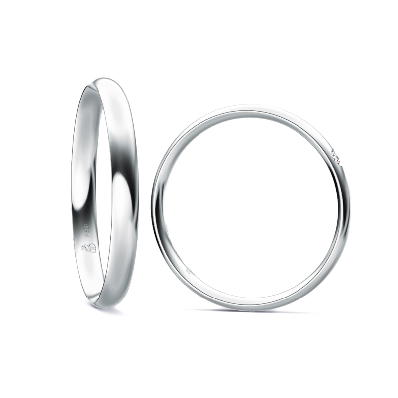Eheringe aus Platin mit strahlender Polierung und Diamanten 9253