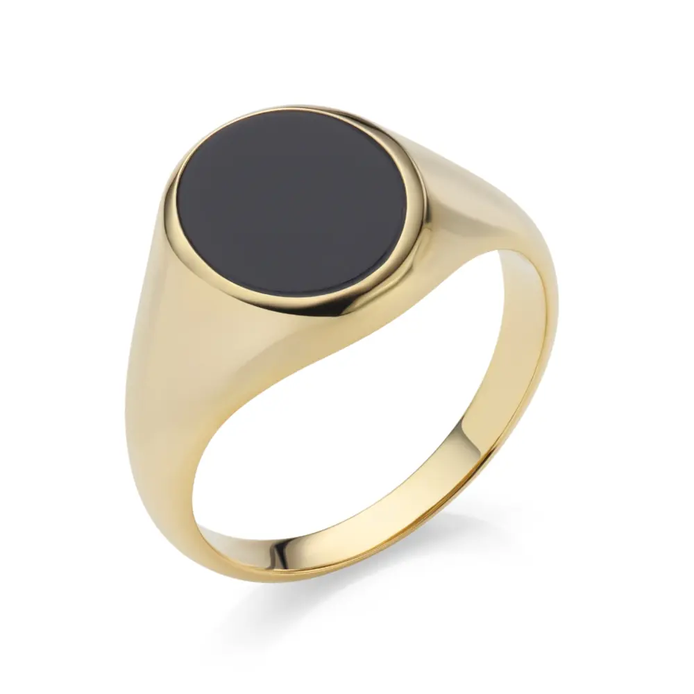 Siegelring aus goldplattiertem Silber mit Onyx-Einlage
