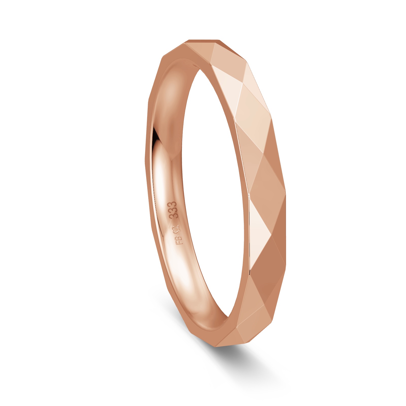 Roségold Ehering mit eckig designter Struktur 