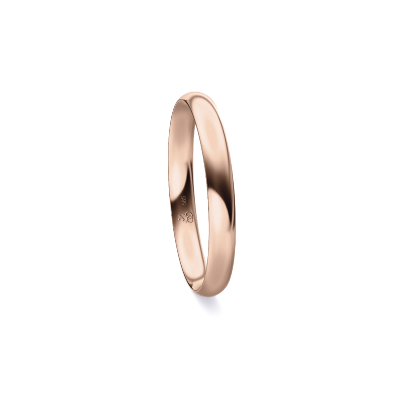 Ehering aus Roségold mit glänzender Polierung 9250