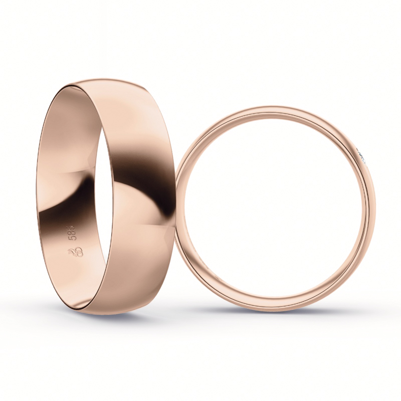 Eheringe aus Roségold mit strahlender Polierung und einem Diamanten 9231