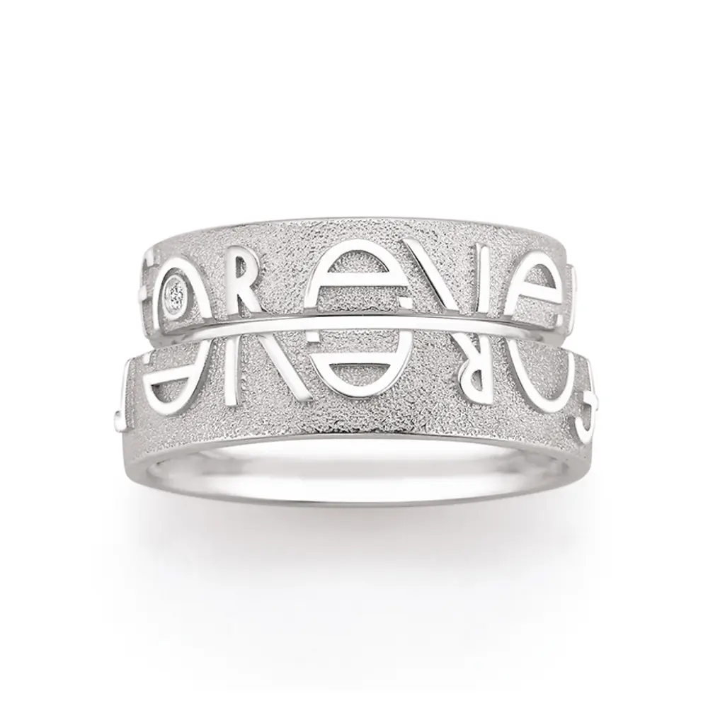 Eheringe aus 925er Silber mit Forever-Schriftzug und Brillant
